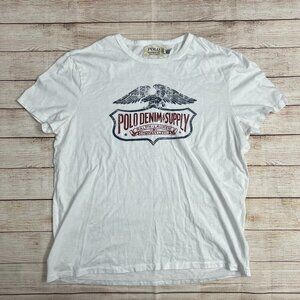 Vintage Polo Ralph Lauren Denim Supply Eagle Logo Tee‎ White T-Shirt Mens XL